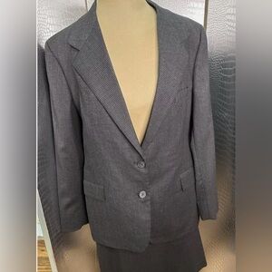 Saint Laurie Vintage 1980's Patterned Black Gray Skirt Suit Size Small